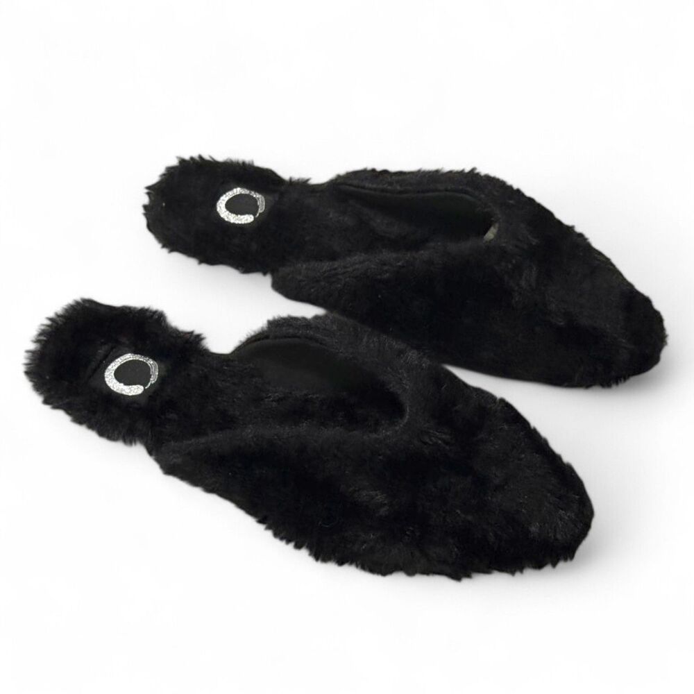 JOURNEE Collection Black Faux Fur Sundown Slipper, NEW! Size 11